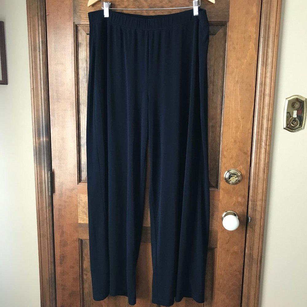 Wide-Leg Elastic Waist Pants - Black